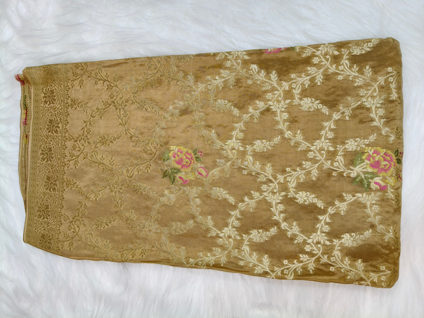 Crepe Banarasi Silk Saree Mustard Shade CBS010   50% Discount