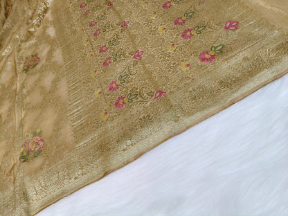 Crepe Banarasi Silk Saree Mustard Shade CBS010   50% Discount