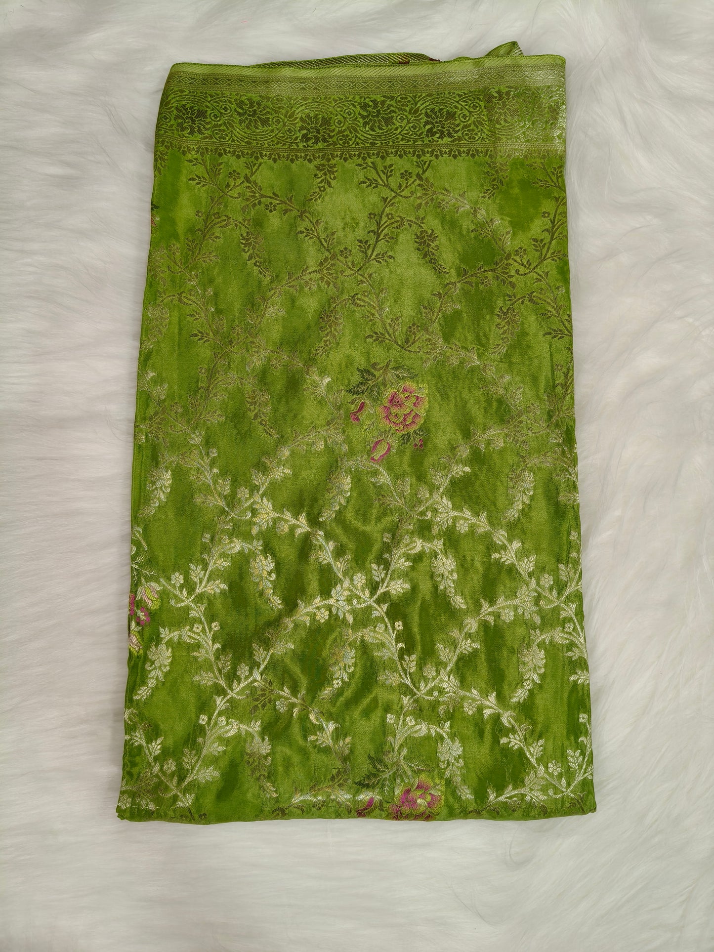 Crepe Banarasi Silk Saree Pista Green Shade CBS012   50% Discount