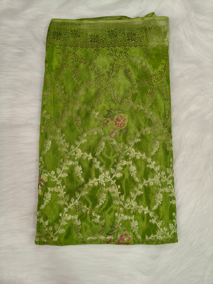 Crepe Banarasi Silk Saree Pista Green Shade CBS012   50% Discount