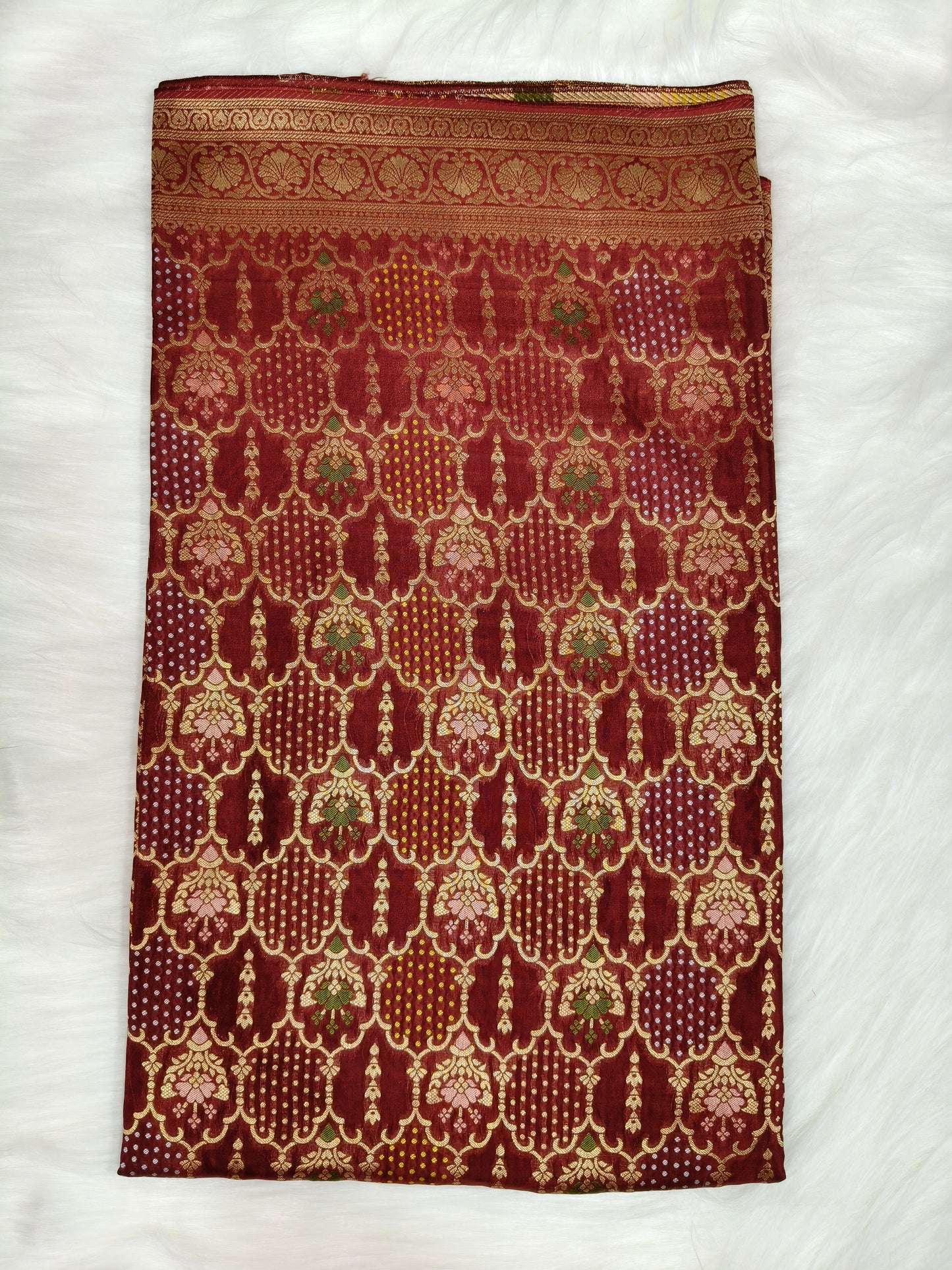 Crepe Banarasi Silk Saree Maroon Color Shade CBS015   50% Discount