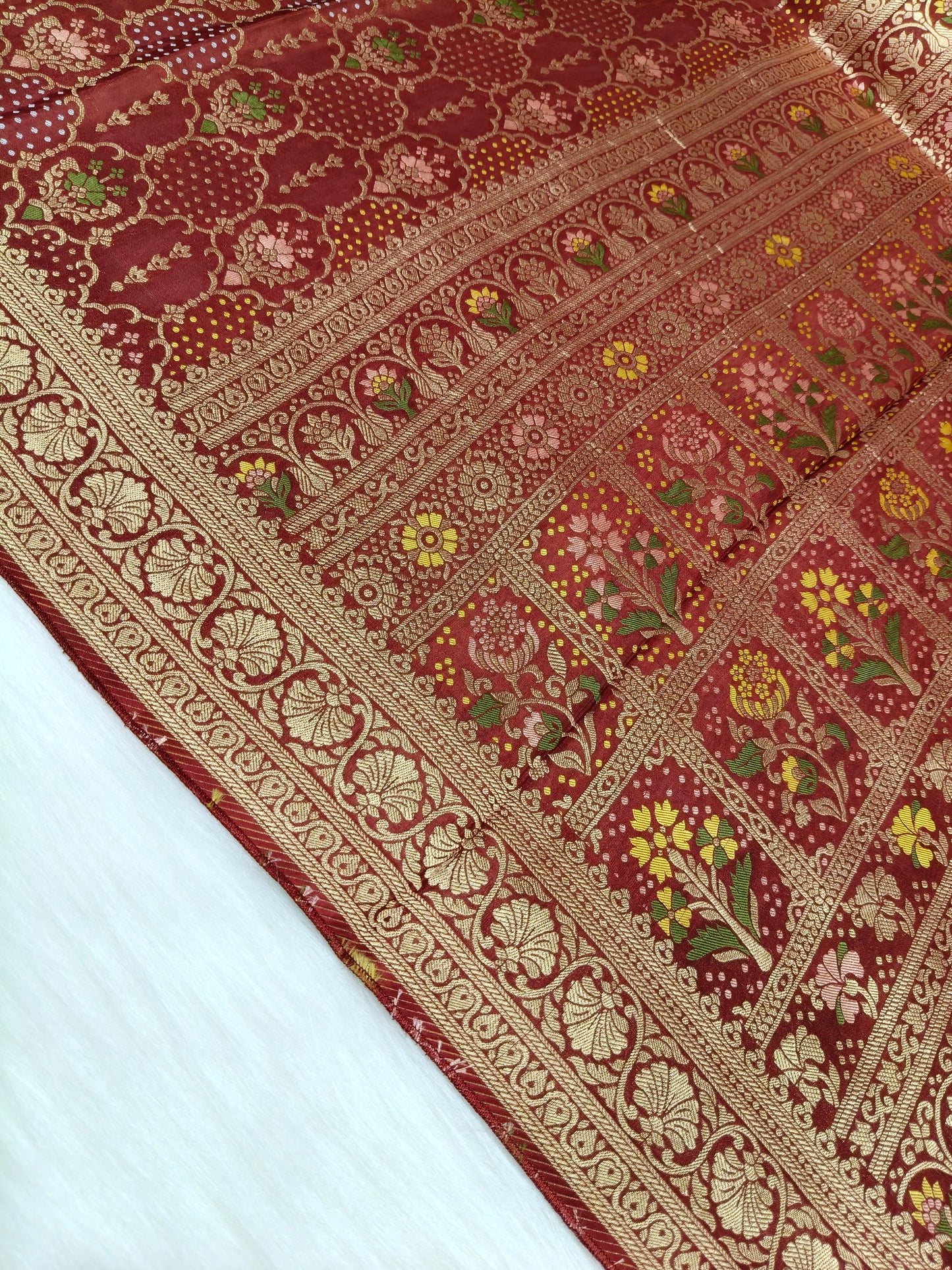 Crepe Banarasi Silk Saree Maroon Color Shade CBS015   50% Discount