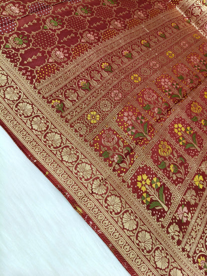 Crepe Banarasi Silk Saree Maroon Color Shade CBS015   50% Discount