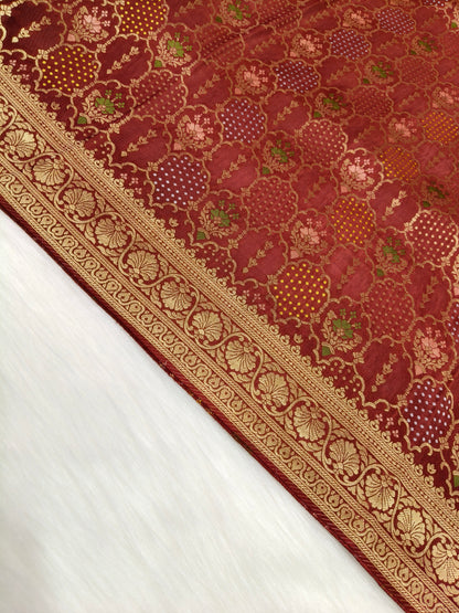 Crepe Banarasi Silk Saree Maroon Color Shade CBS015   50% Discount