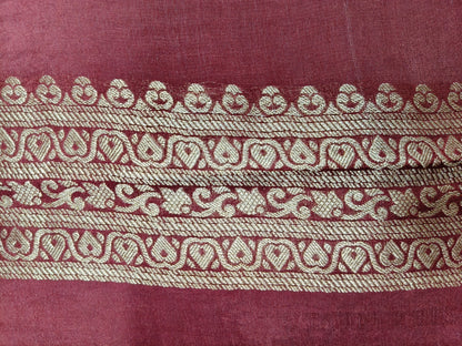 Crepe Banarasi Silk Saree Maroon Color Shade CBS015   50% Discount
