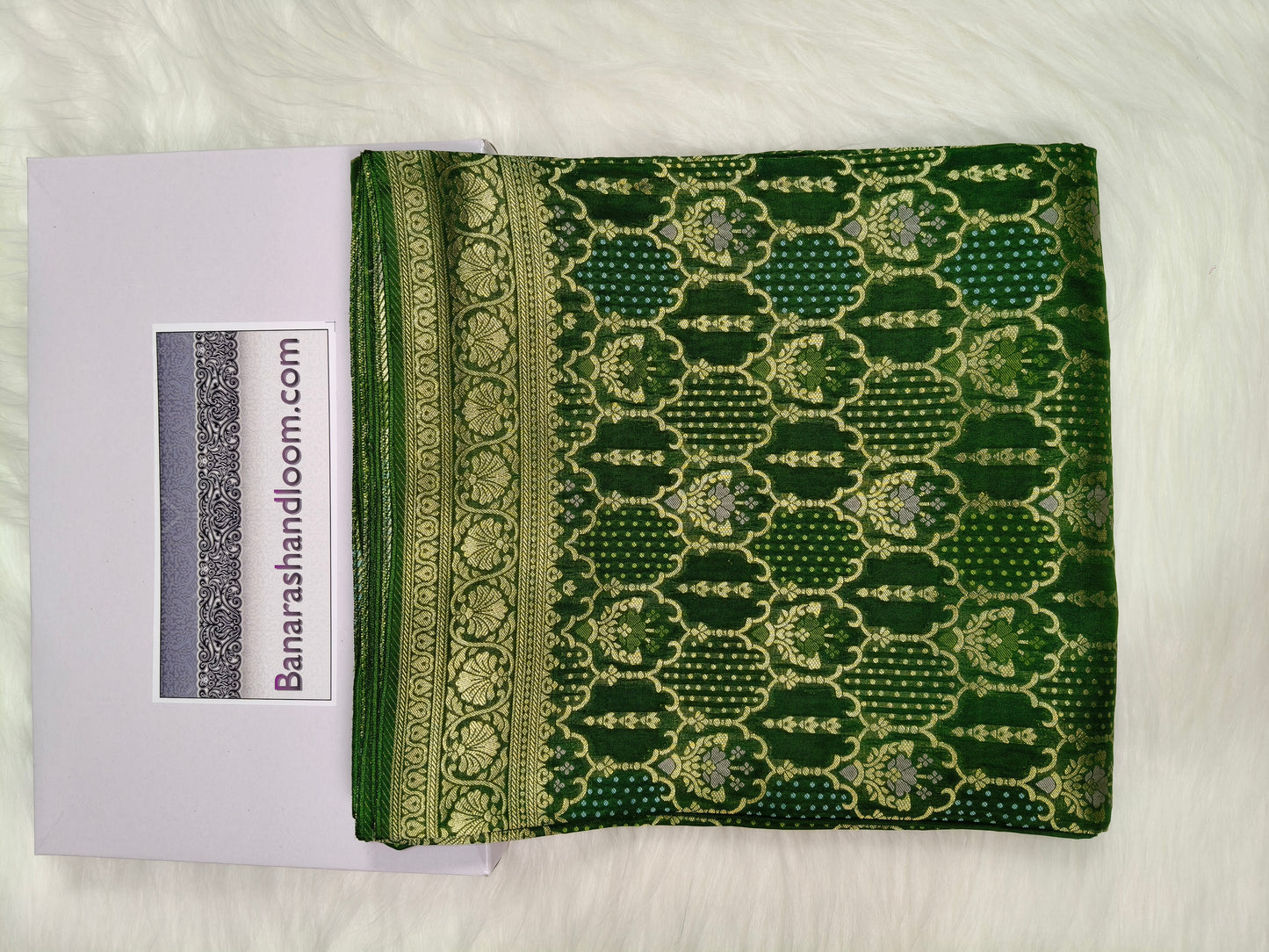 Crepe Banarasi Silk Saree Dark Mehandi Shade  CBS016   50% Discount