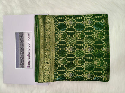 Crepe Banarasi Silk Saree Dark Mehandi Shade  CBS016   50% Discount