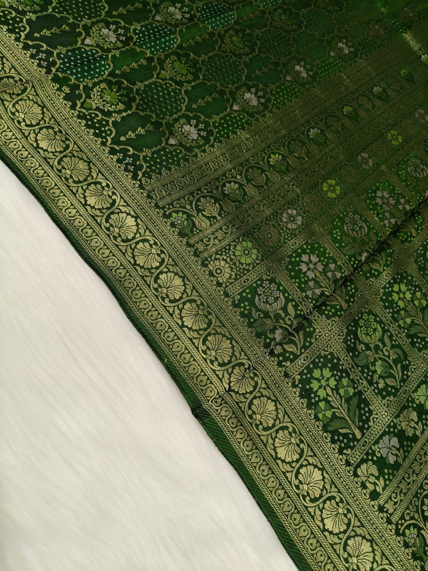 Crepe Banarasi Silk Saree Dark Mehandi Shade  CBS016   50% Discount