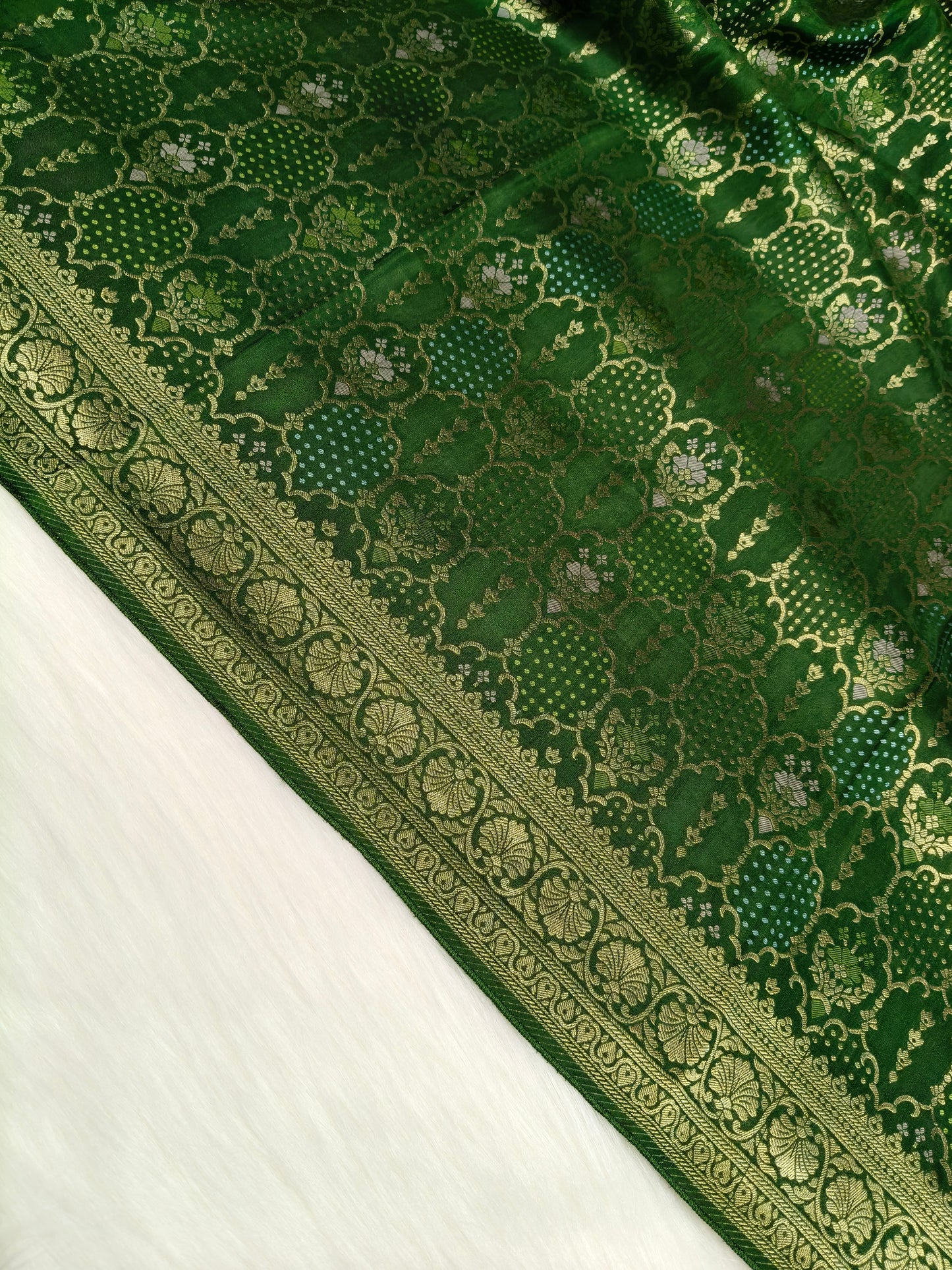 Crepe Banarasi Silk Saree Dark Mehandi Shade  CBS016   50% Discount