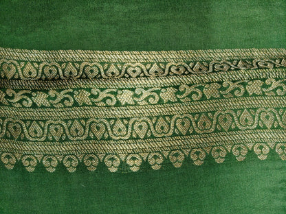 Crepe Banarasi Silk Saree Dark Mehandi Shade  CBS016   50% Discount