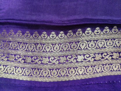Crepe Banarasi Silk Saree Dark Majenta Shade CBS017   50% Discount