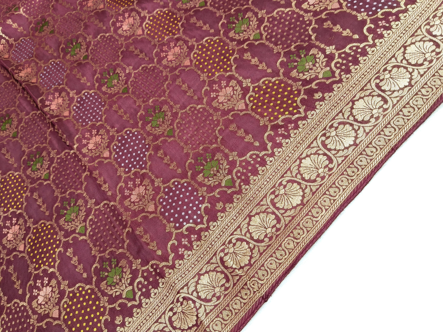 Crepe Banarasi Silk Saree Wine Color Shade CBS018   50% Discount