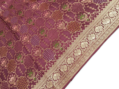 Crepe Banarasi Silk Saree Wine Color Shade CBS018   50% Discount