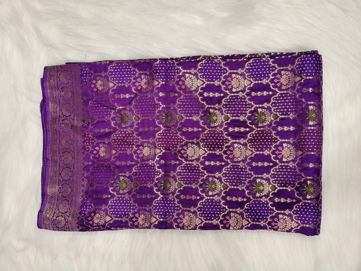 Crepe Banarasi Silk Saree Purple Shade CBS019   50% Discount