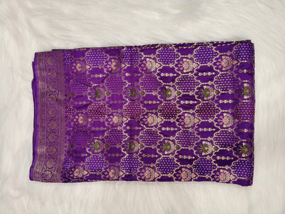 Crepe Banarasi Silk Saree Purple Shade CBS019   50% Discount