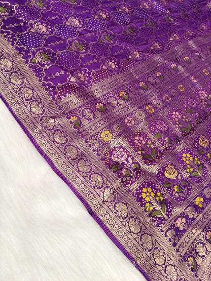 Crepe Banarasi Silk Saree Purple Shade CBS019   50% Discount
