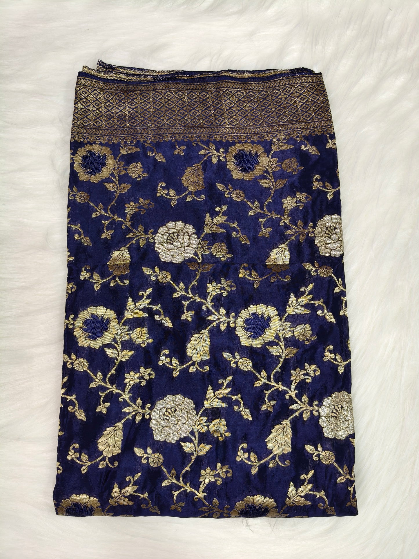 Crepe Banarasi Silk Saree Navy Blue Shade CBS020   50% Discount