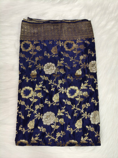 Crepe Banarasi Silk Saree Navy Blue Shade CBS020   50% Discount