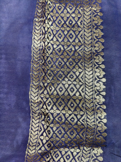 Crepe Banarasi Silk Saree Navy Blue Shade CBS020   50% Discount