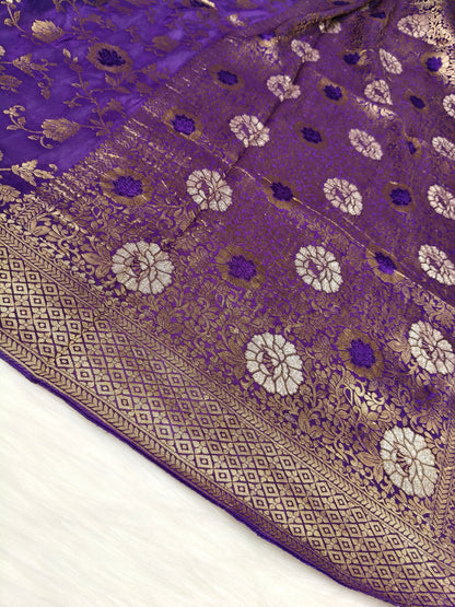 Crepe Banarasi Silk Saree Dark Majenta Shade With Mina Work CBS021   50% Discount