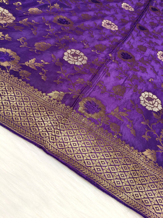 Crepe Banarasi Silk Saree Dark Majenta Shade With Mina Work CBS021   50% Discount