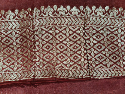 Crepe Banarasi Silk Saree Maroon Shade With Minakari CBS022   50% Discount