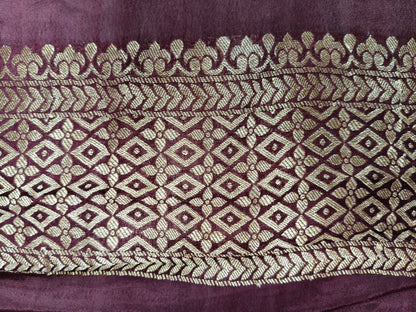 Crepe Banarasi Silk Saree Garnet Shade Floral Jaal Pattern CBS001   50% Discount