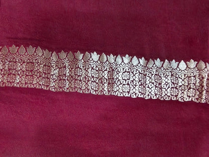 Crepe Banarasi Silk Saree Maroon Shade Floral Jaal Pattern CBS003   50% Discount