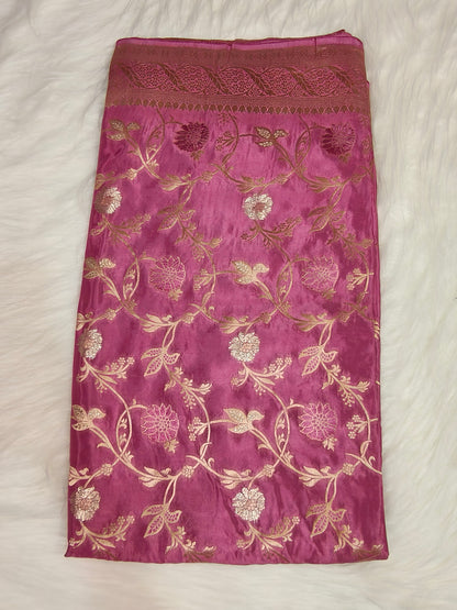 Crepe Banarasi Silk Saree Baby Pink Shade CBS004   50% Discount