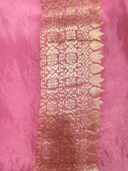 Crepe Banarasi Silk Saree Baby Pink Shade CBS004   50% Discount