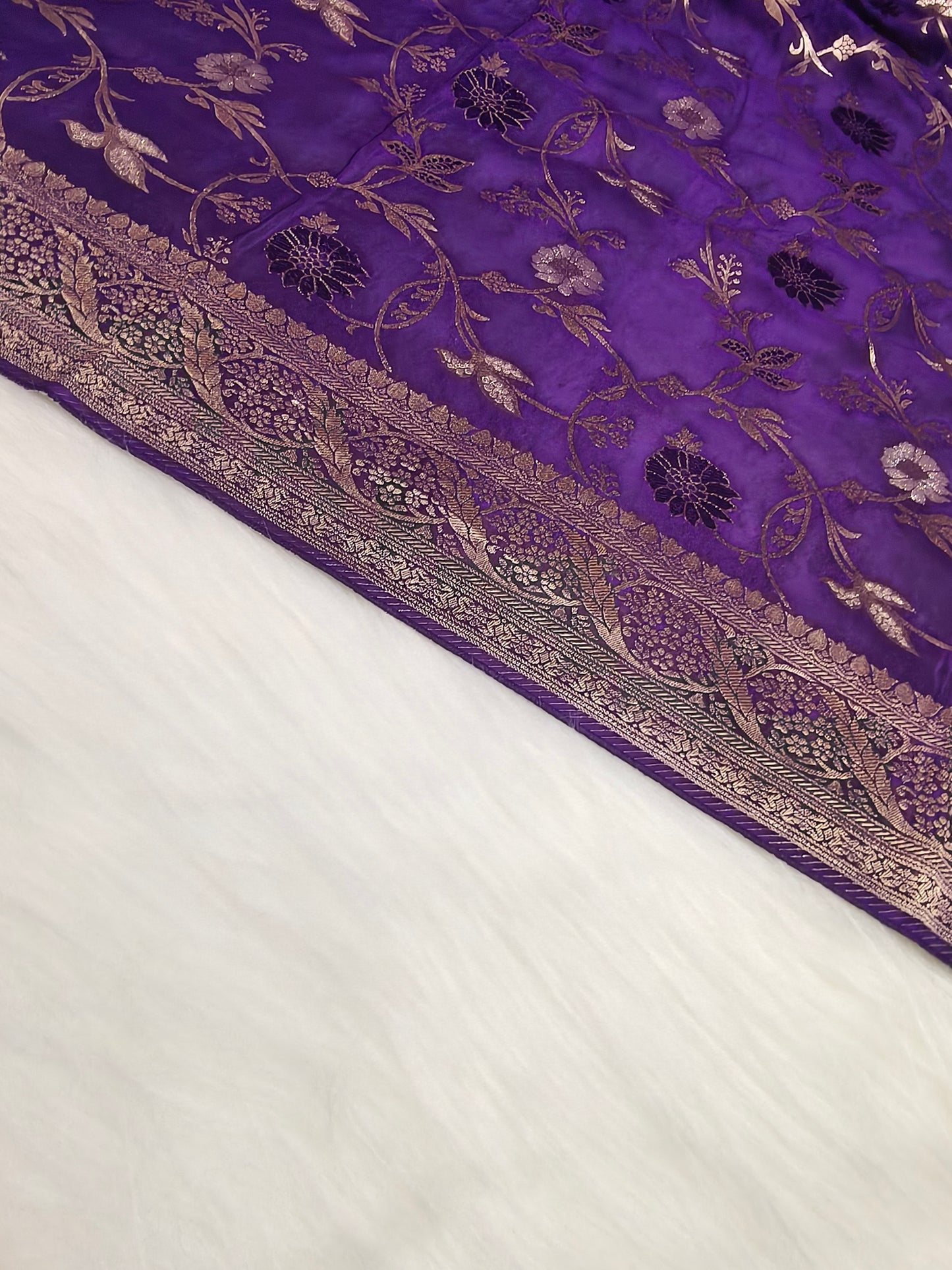 Crepe Banarasi Silk Saree Dark Purple Shade CBS005   50% Discount