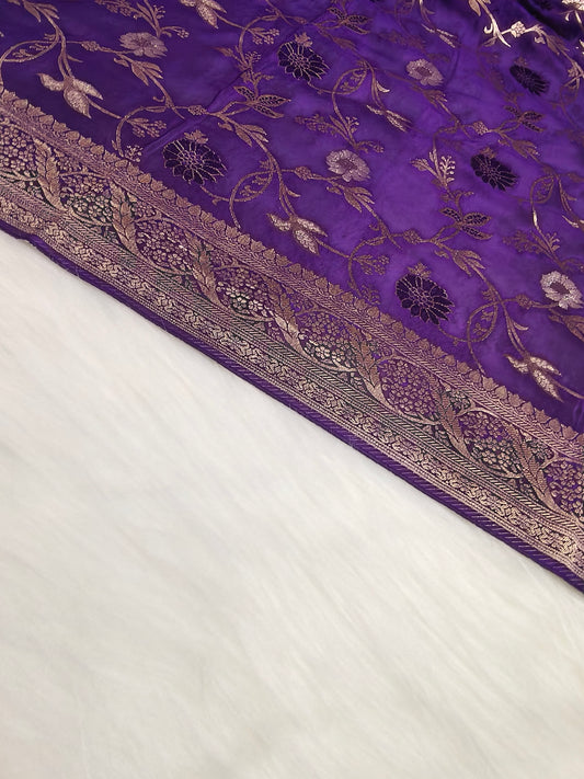 Crepe Banarasi Silk Saree Dark Purple Shade CBS005   50% Discount