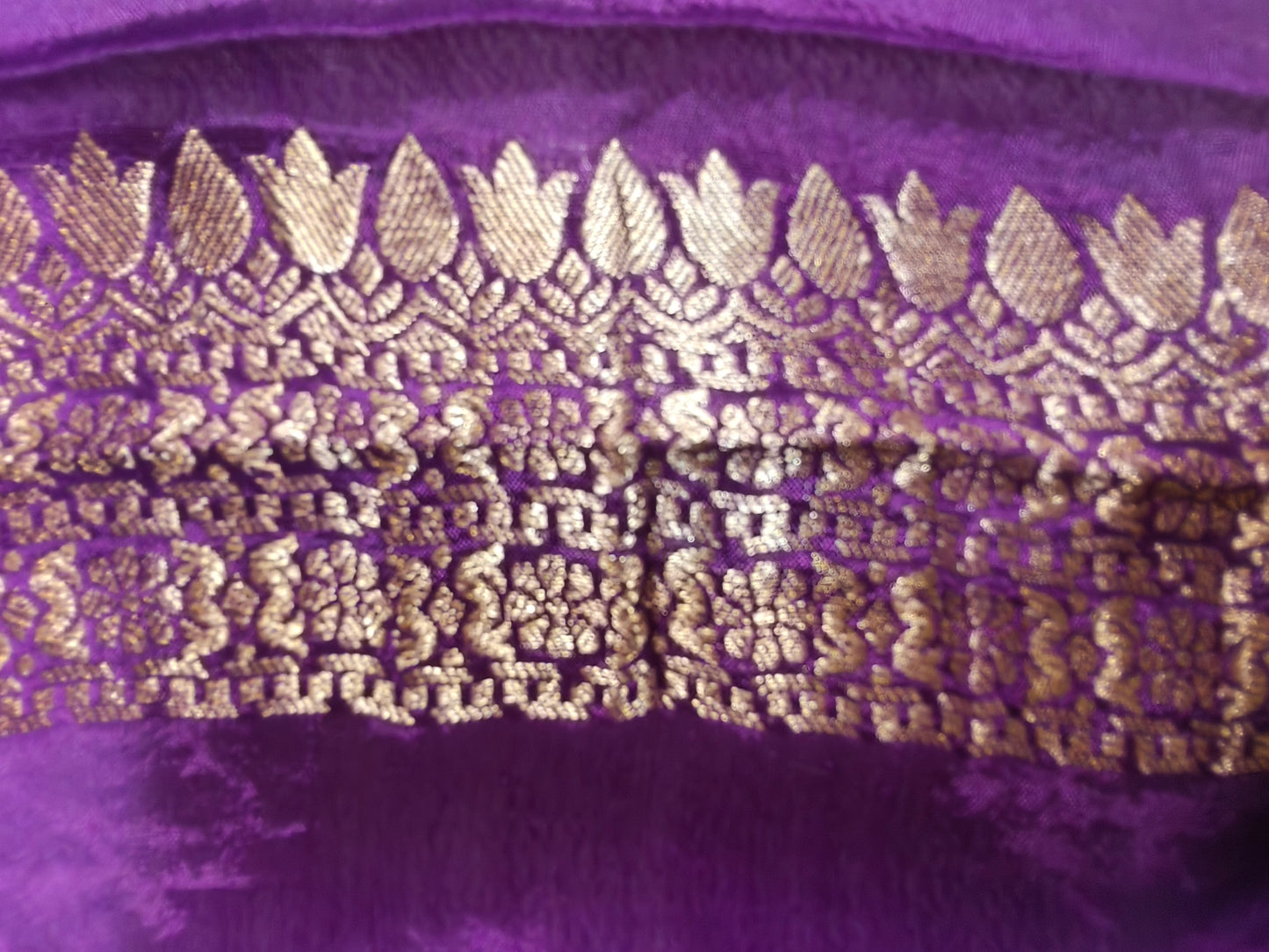 Crepe Banarasi Silk Saree Deep Purple Shade CBS007   50% Discount