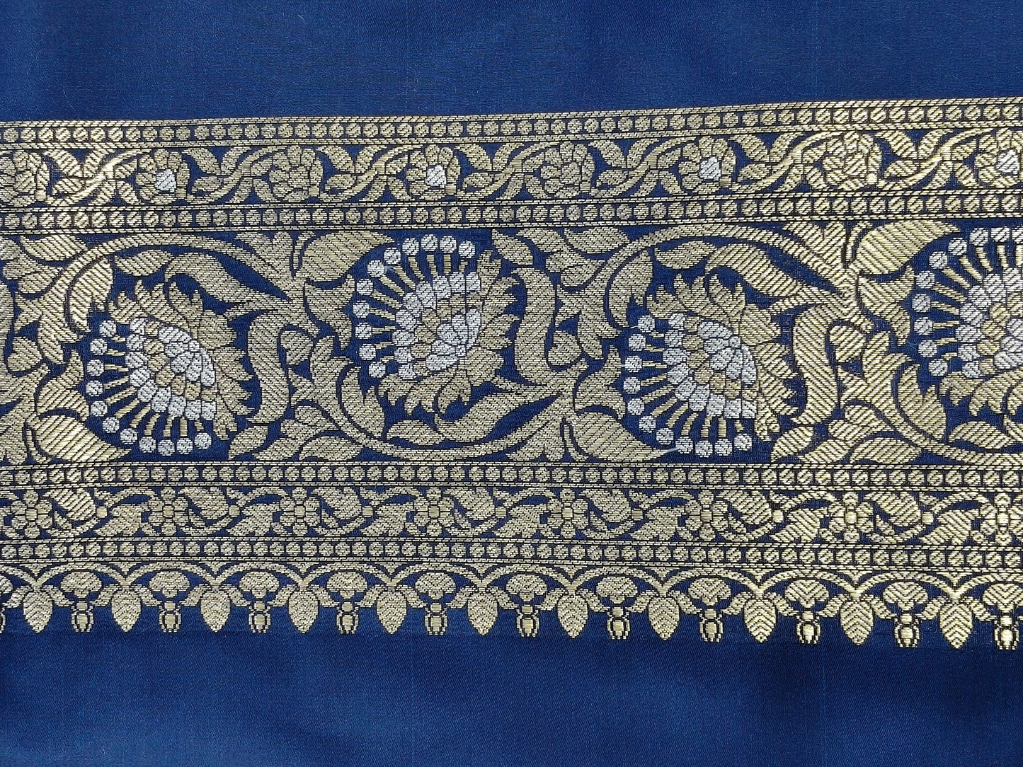 Banarasi Tanchhui Saree Navy Blue Shade With Multi Color Mina BTS009   50% Discount