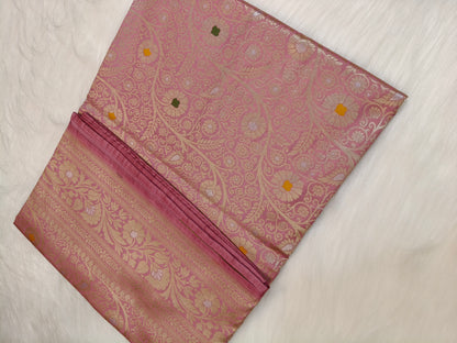 Banarasi Silk Brocade Saree Baby Pink Shade With Multi Color Mina BTS023   75% Discount