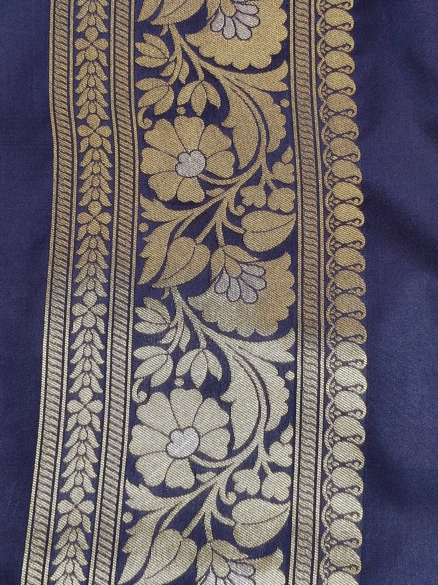 Banarasi Silk Brocade Saree Navy Blue Shade With Multi Color Mina BTS024  75% Discount