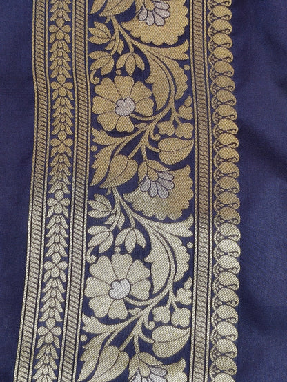 Banarasi Silk Brocade Saree Navy Blue Shade With Multi Color Mina BTS024  75% Discount