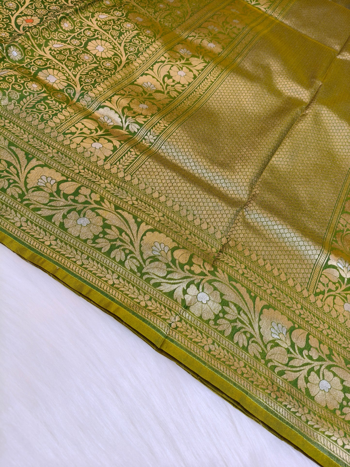 Banarasi Silk Brocade Saree Light Green Shade With Multi Color Mina BTS025  75% Discount