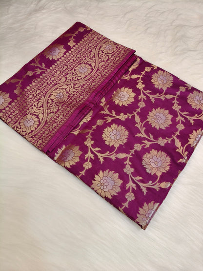 Banarasi Silk Cutwork Saree Purple Shade With Silver Color Mina BCS009  75% Discount