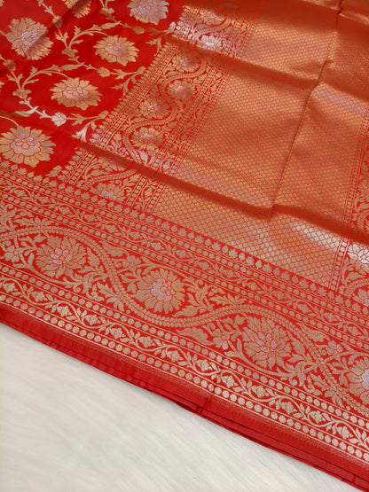 Banarasi Silk Cutwork Jaal Saree Red Shade With Silver Color Mina BCS012  75% discount
