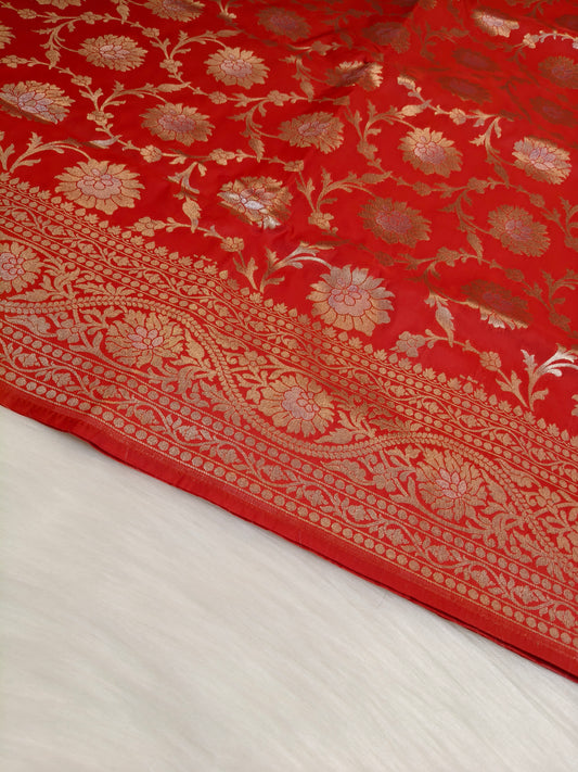 Banarasi Silk Cutwork Jaal Saree Red Shade With Silver Color Mina BCS012  75% discount