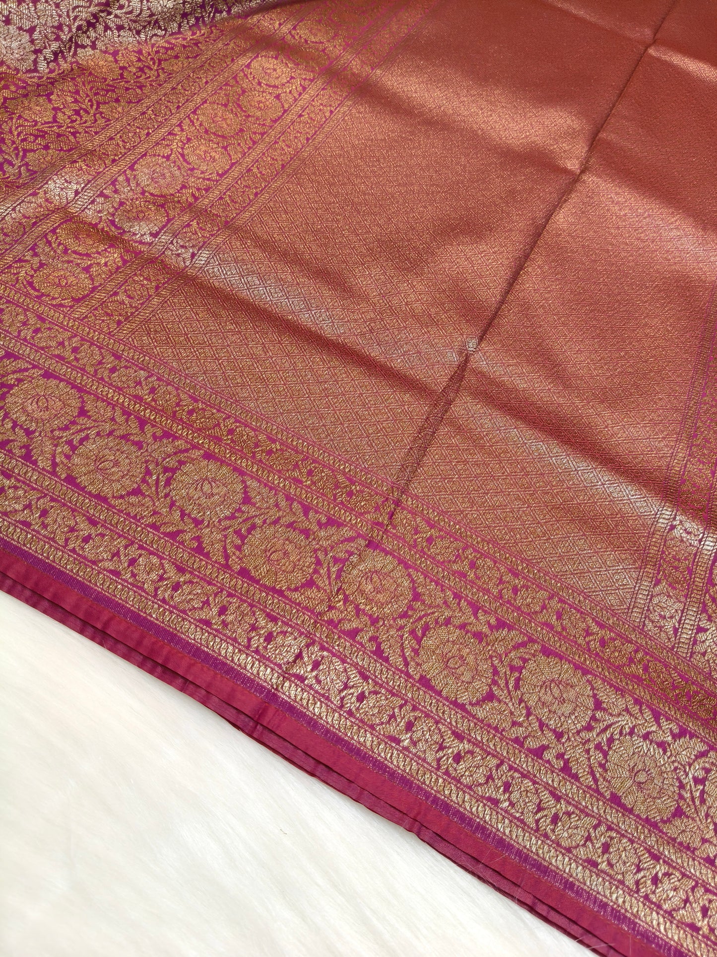 Banarasi Silk Brocade Antique Zari Saree purple Shade AZ012  75% Discount
