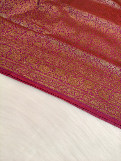 Banarasi Silk Brocade Antique Zari Saree purple Shade AZ012  75% Discount