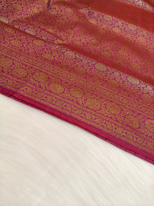 Banarasi Silk Brocade Antique Zari Saree purple Shade AZ012  75% Discount