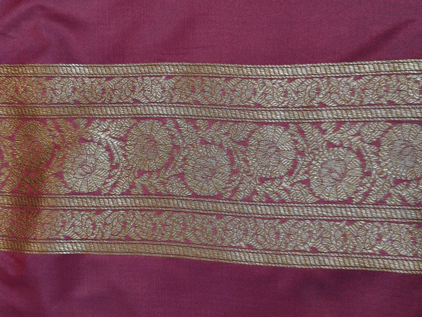 Banarasi Silk Brocade Antique Zari Saree Wine Shade AZ010  75% Discount