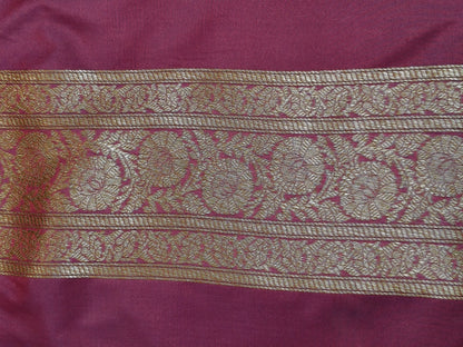 Banarasi Silk Brocade Antique Zari Saree Wine Shade AZ010  75% Discount