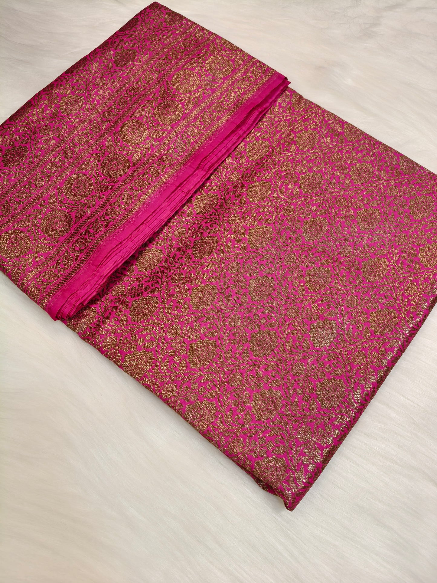 Banarasi Silk Brocade Antique Zari Saree Rani Pink Shade AZ008  75% Discount