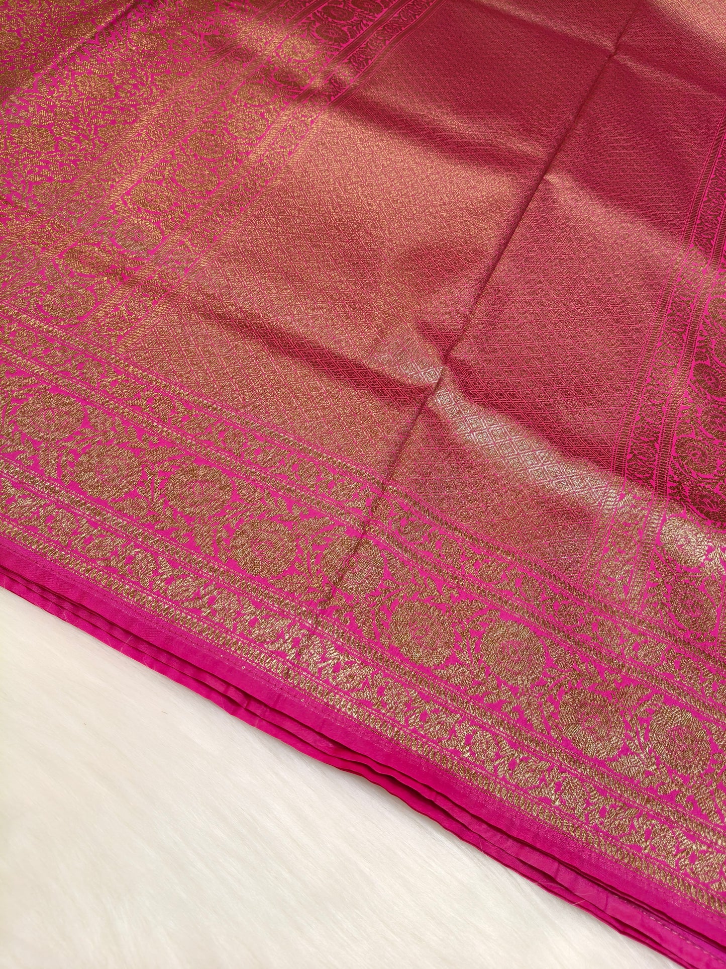 Banarasi Silk Brocade Antique Zari Saree Rani Pink Shade AZ008  75% Discount