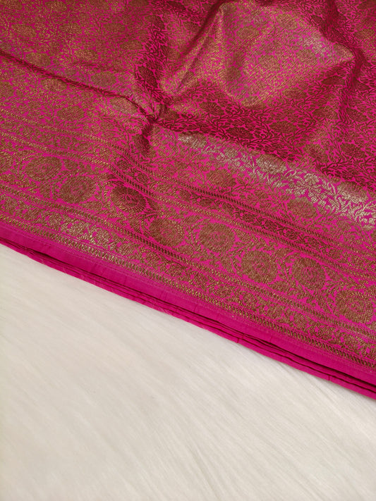 Banarasi Silk Brocade Antique Zari Saree Rani Pink Shade AZ008  75% Discount