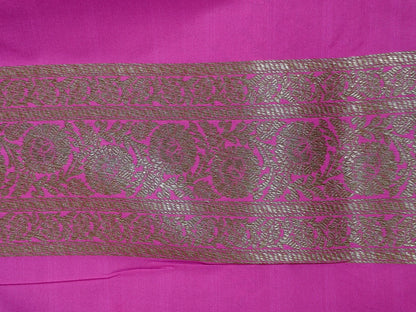 Banarasi Silk Brocade Antique Zari Saree Rani Pink Shade AZ008  75% Discount